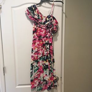 H&M vibrant one shoulder ruffle dress size 6
